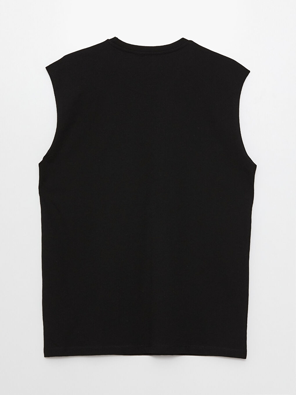 Siyah Bisiklet Yaka Baskılı Penye Erkek Kolsuz Tişört-6