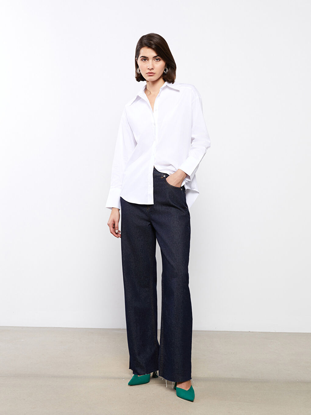 Beyaz Poplin Kadın Gömlek-2