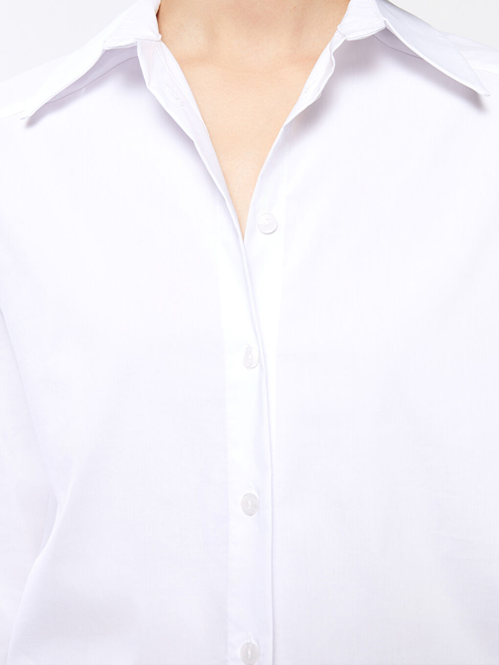 Beyaz Poplin Kadın Gömlek-3