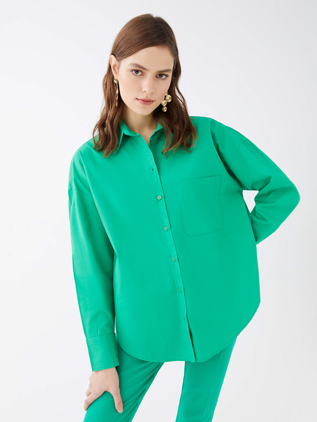 LC Waikiki Ženska široka poplin košulja -S3DO09Z8-STS