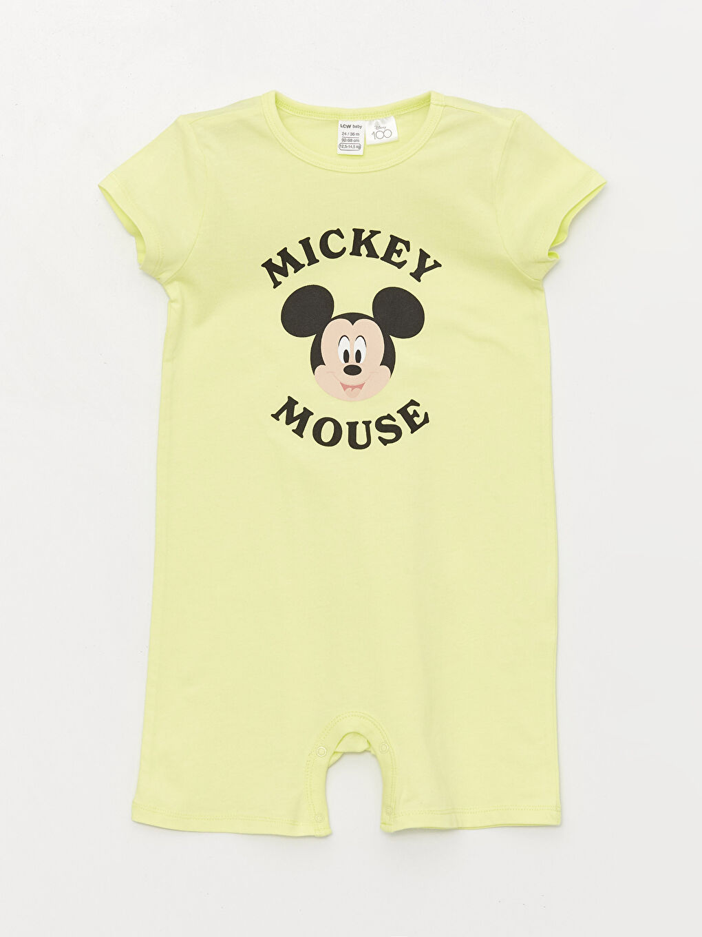 Yeşil Bisiklet Yaka Kısa Kollu Mickey Mouse Baskılı Erkek Bebek Tulum 2'li-4