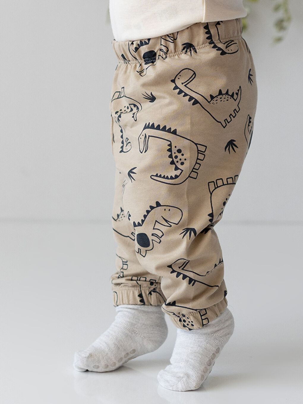 Bej Beli Lastikli Erkek Bebek Pantolon 2'li