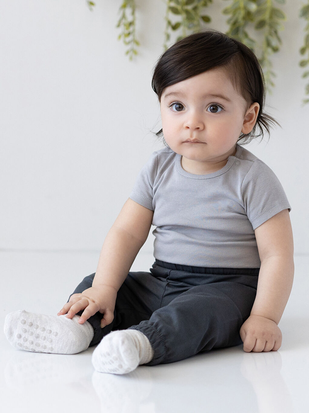 Bej Beli Lastikli Erkek Bebek Pantolon 2'li-2