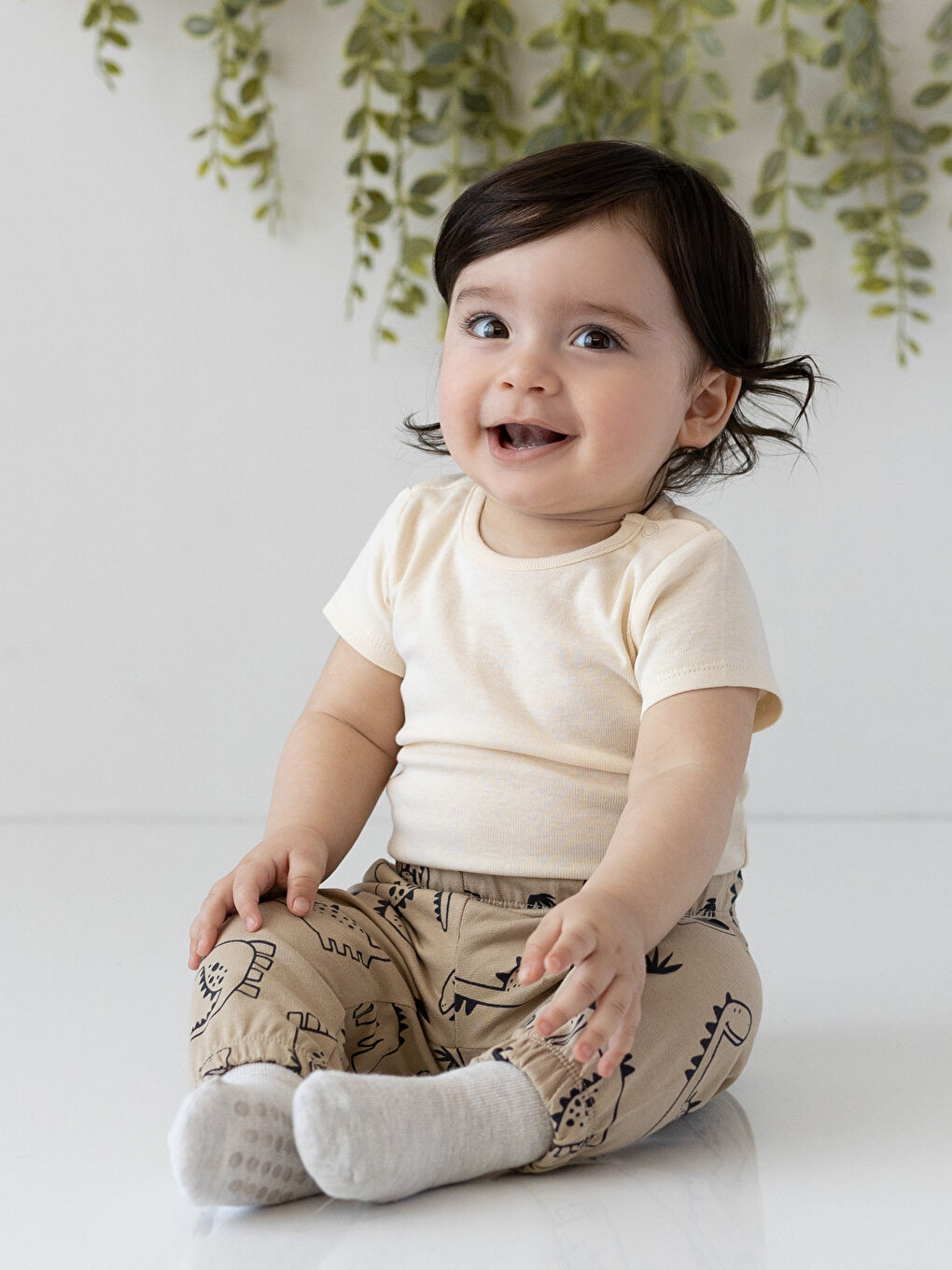 Bej Beli Lastikli Erkek Bebek Pantolon 2'li-4