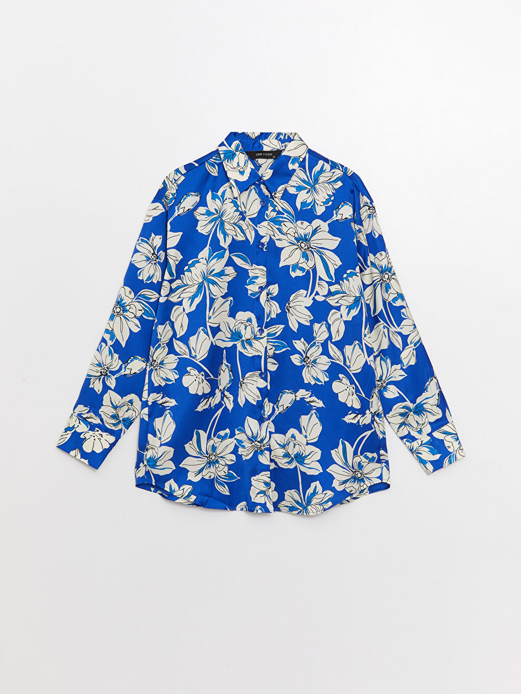 Chemise Oversize en Satin à Manches Longues et Motif Floral pour Femmes-5