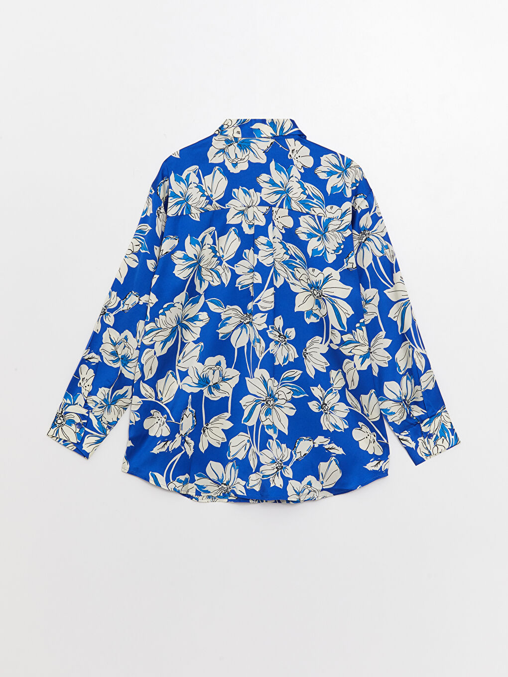 Chemise Oversize en Satin à Manches Longues et Motif Floral pour Femmes-6