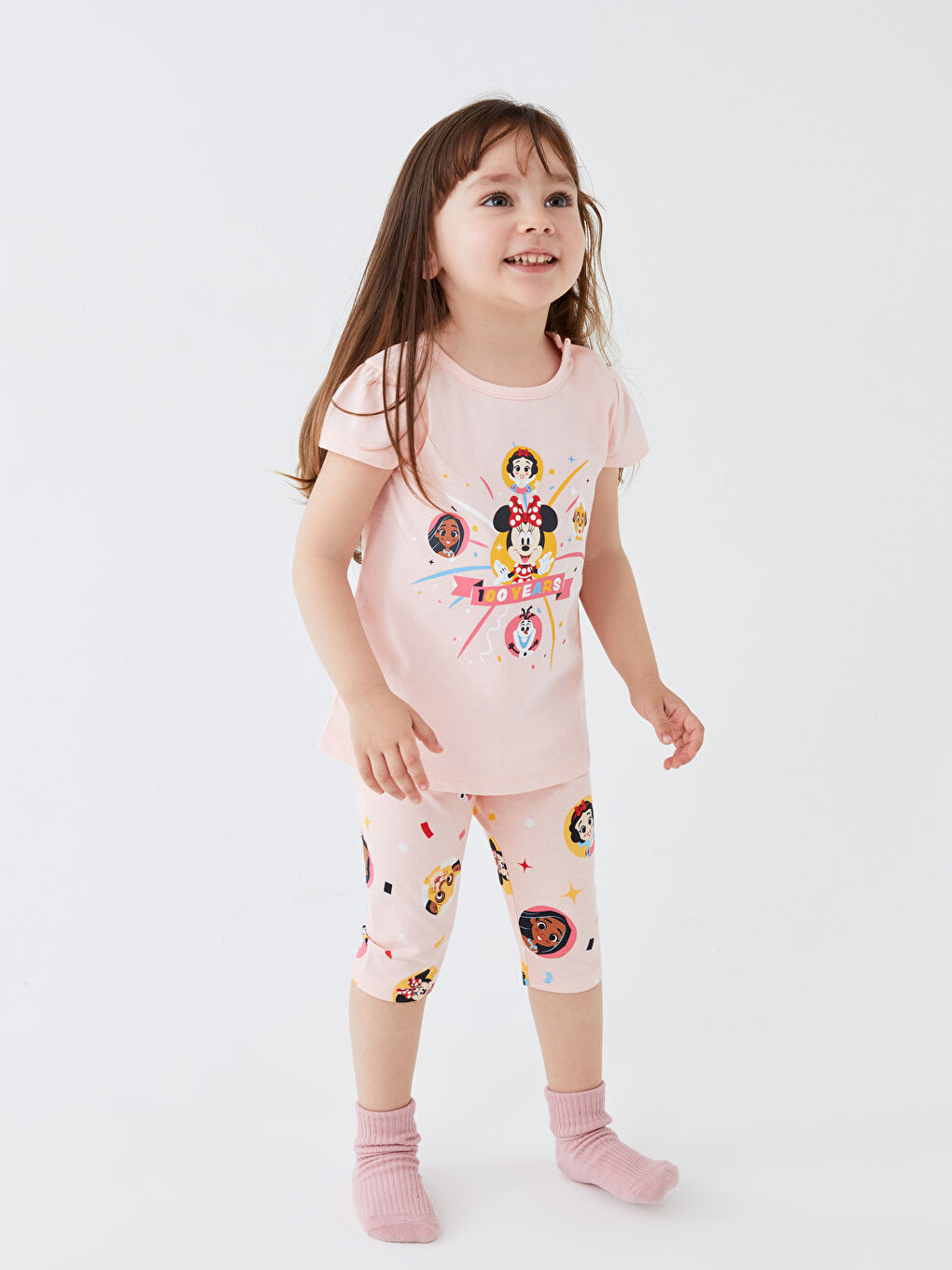 LC Waikiki Crew Neck Short Sleeve Minnie Mouse Printed Baby Girl Pyjama Set -S3DO47Z1-FWH