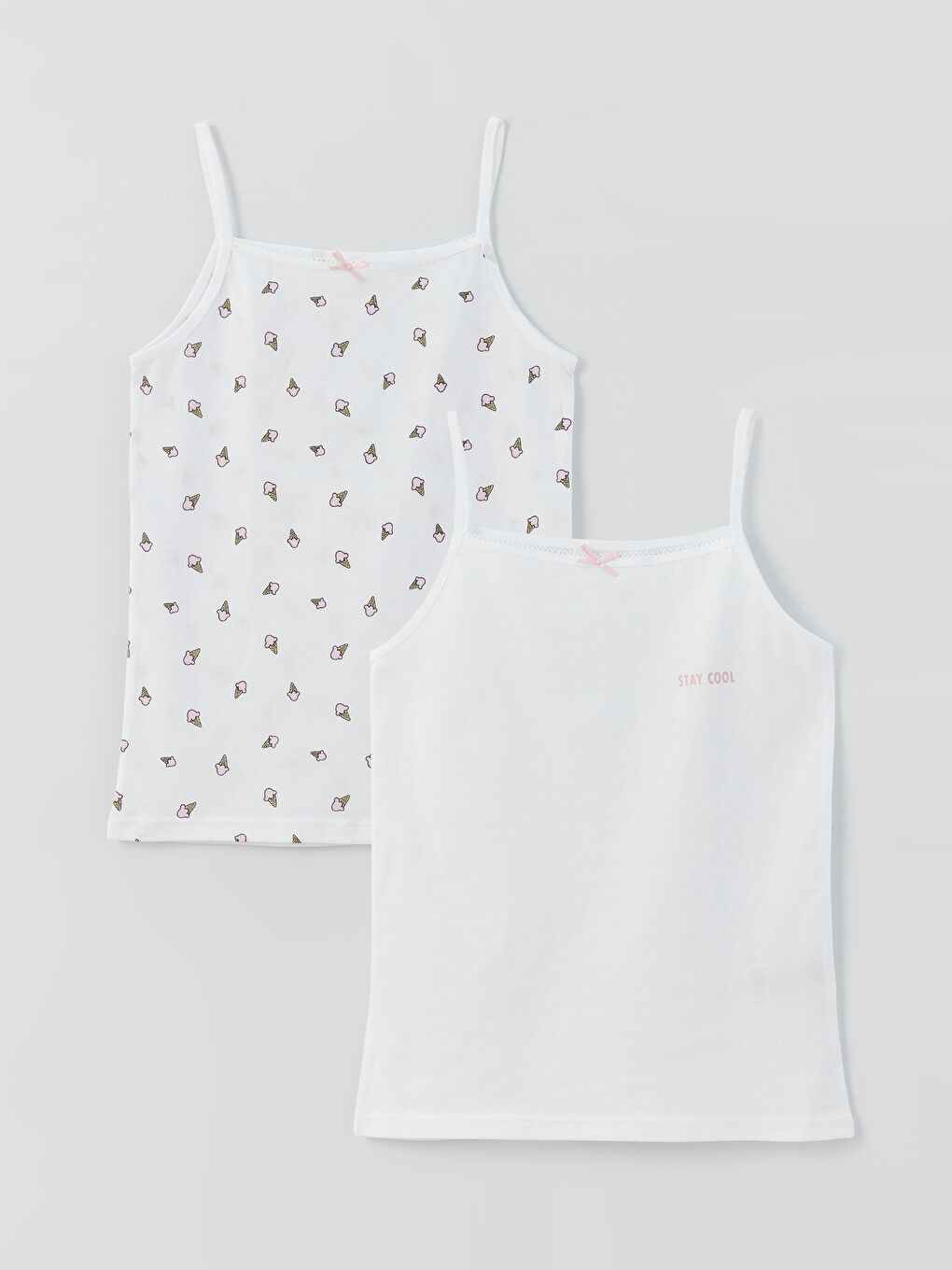 فيست بحمالات مطبوع بياقة مربعة للبنات - مجموعتين