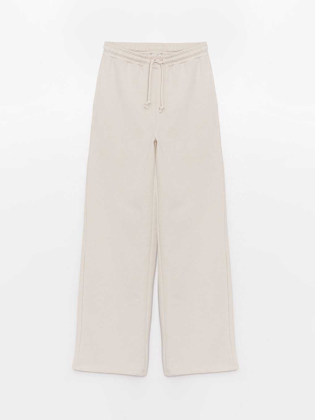 Gri Beli Lastikli Düz Geniş Paça Kadın Eşofman Altı-4