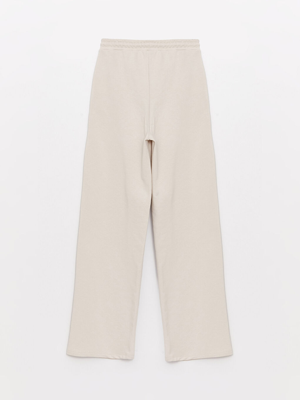 Gri Beli Lastikli Düz Geniş Paça Kadın Eşofman Altı-5