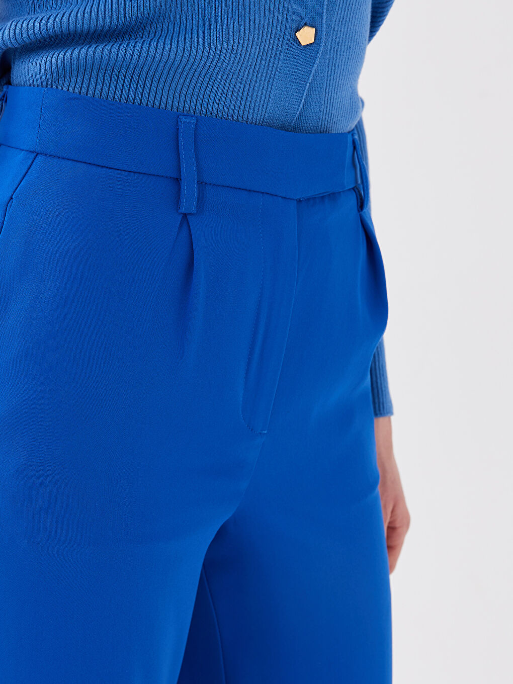 Әйелдерге арналған жоғары белді кең пішімді стандартты шалбар-2