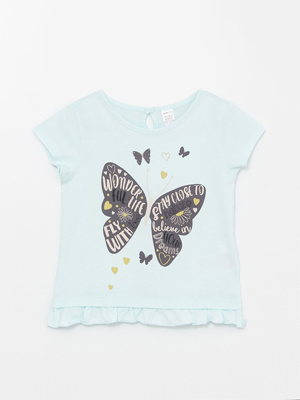 Mavi Bisiklet Yaka Kısa Kollu Baskılı Kız Bebek Tişört