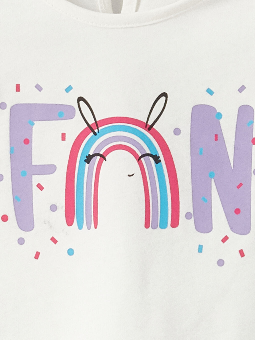 Ekru Bisiklet Yaka Baskılı Kız Bebek Tişört-1