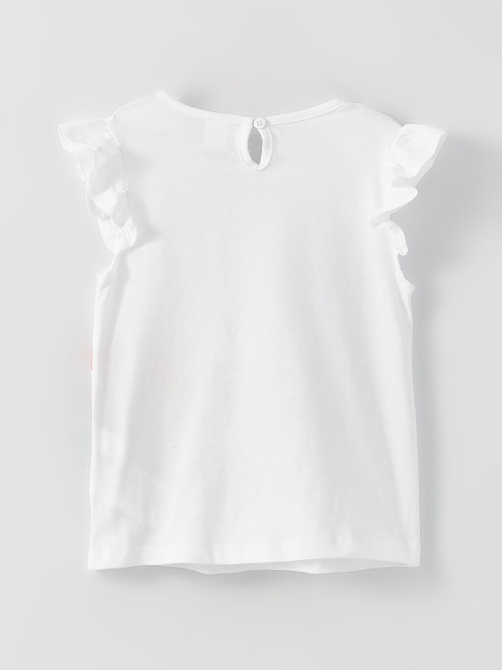 Beyaz Bisiklet Yaka Baskılı Kız Bebek Tişört-2