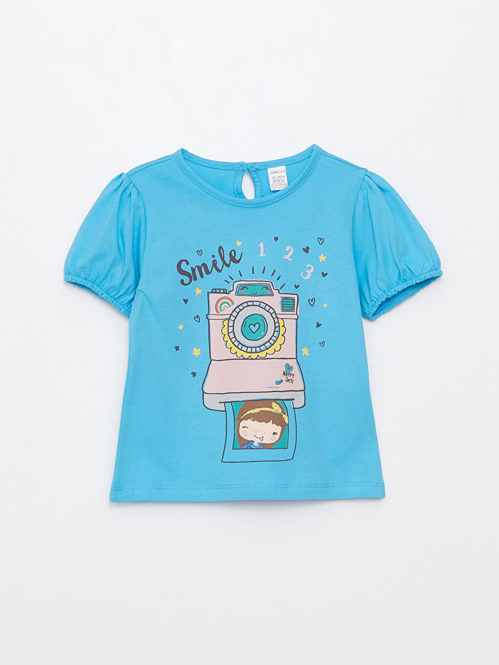 Crew Neck Short Sleeve Printed Baby Girls' T-Shirt