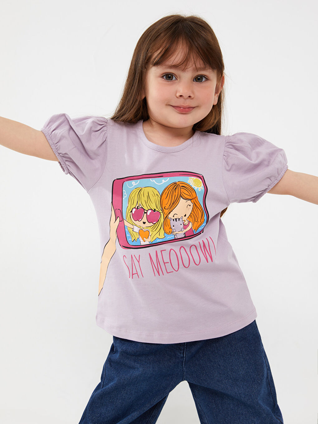 Crew Neck Short Sleeve Printed Baby Girl T Shirt -S3DP01Z1-S5H