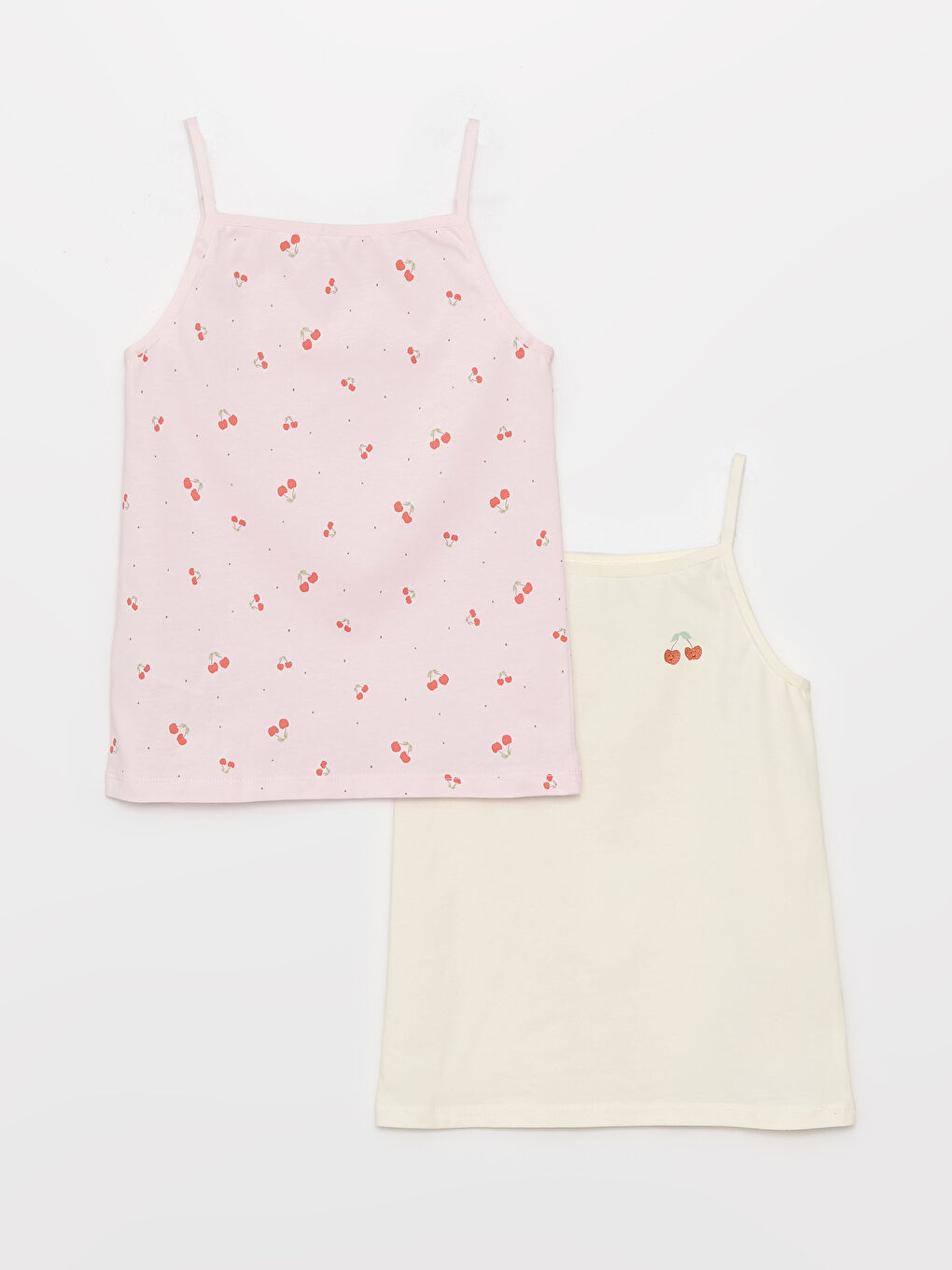 Ekru Baskılı Pamuklu Kız Çocuk Atlet 2'li