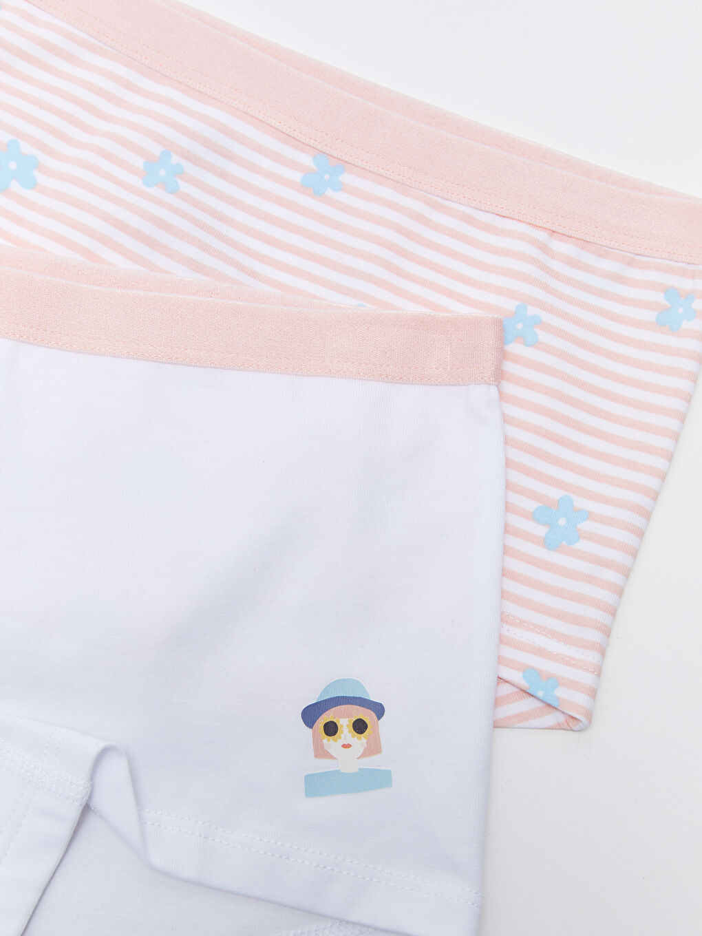 Beyaz Baskılı Pamuklu Kız Çocuk Boxer 3'lü-2