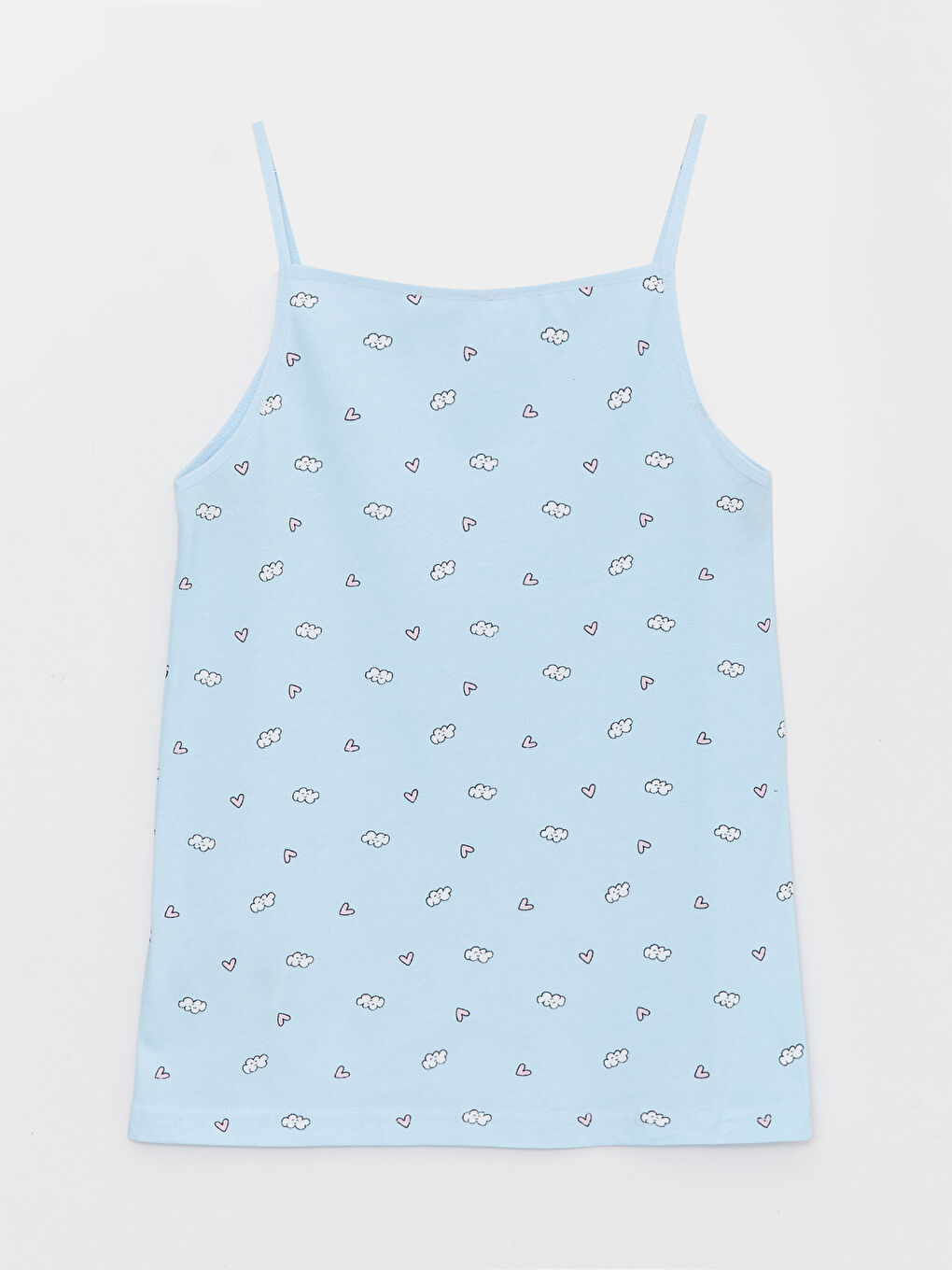 Square Collar Printed Strappy Girls' Vest 2 Pack-2