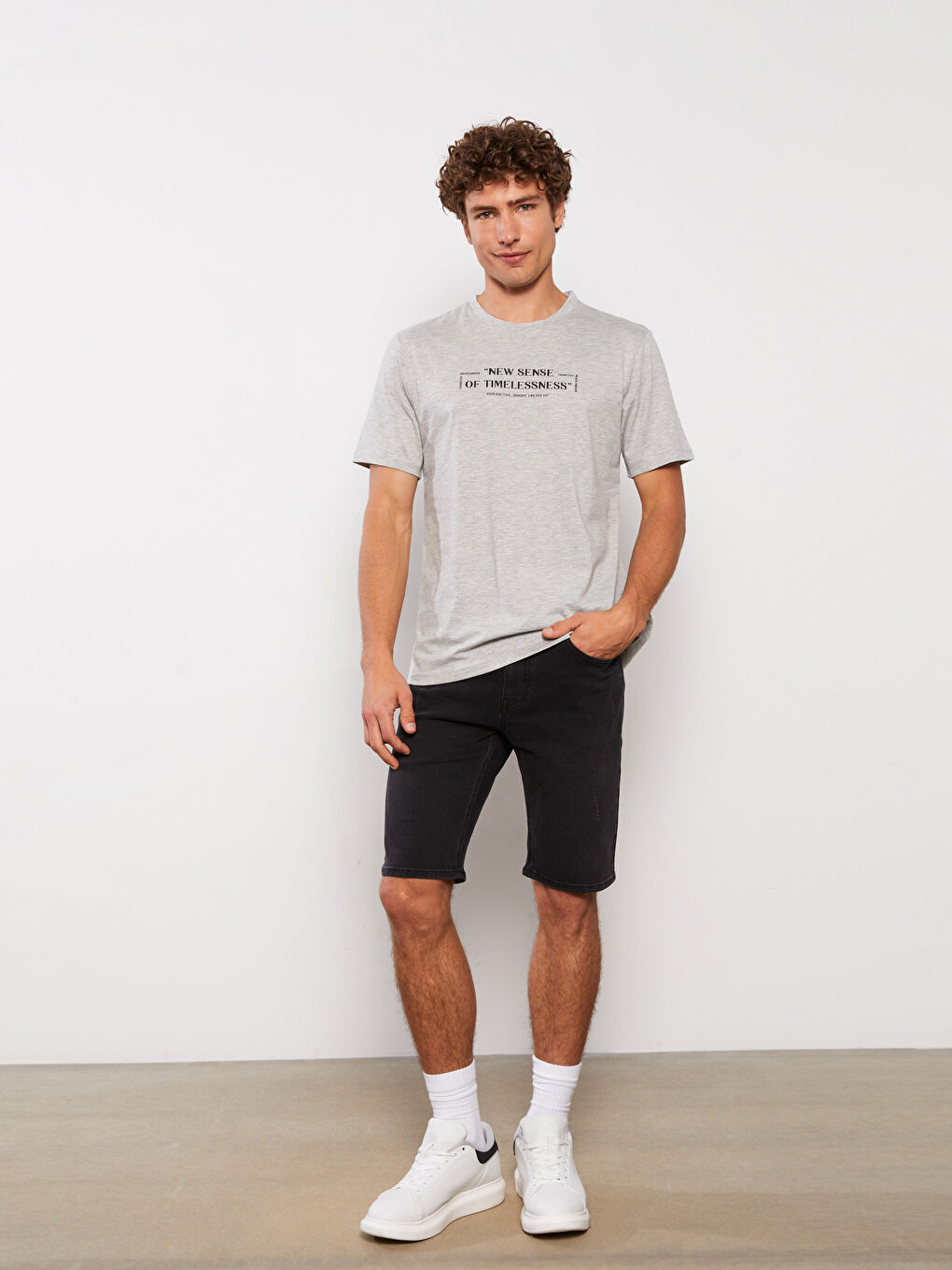 Crew Neck Short Sleeve Printed Combed Cotton Men's T-shirt-1