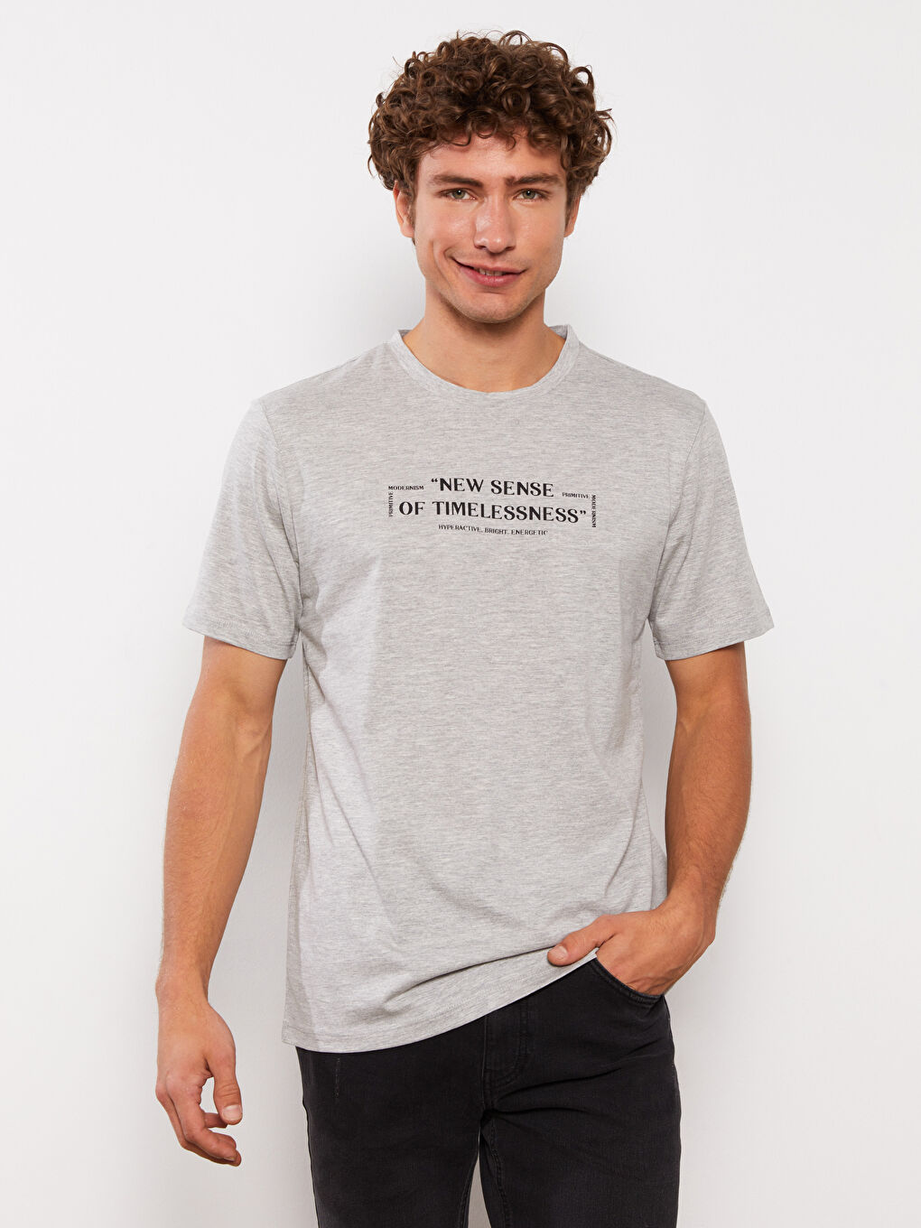 Crew Neck Short Sleeve Printed Combed Cotton Men's T-shirt-2