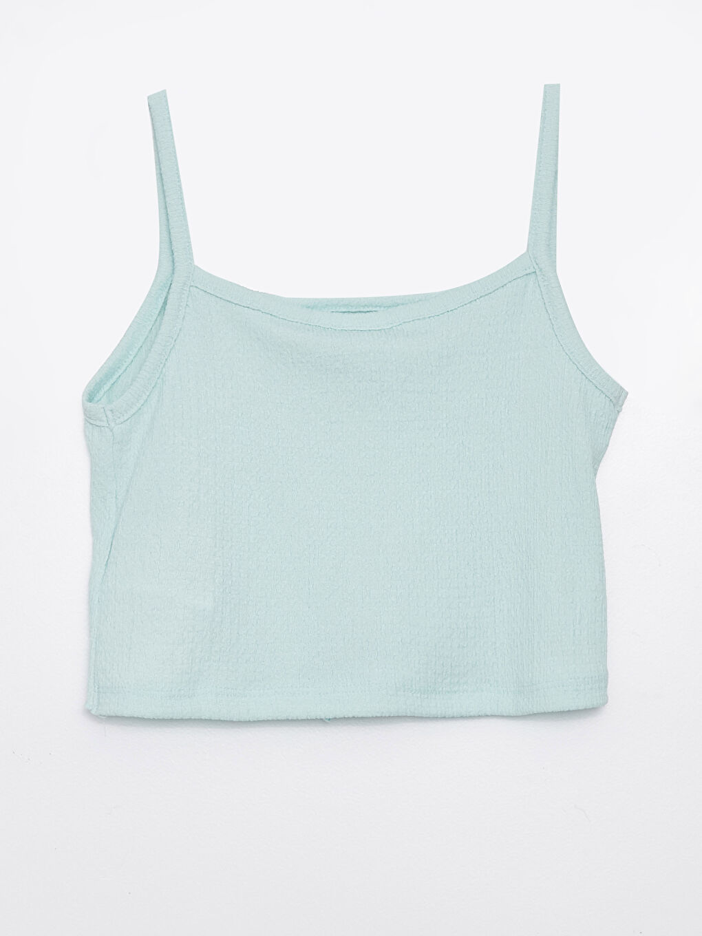 Turkuaz Kare Yaka Basic Askılı Kız Çocuk Atlet-1