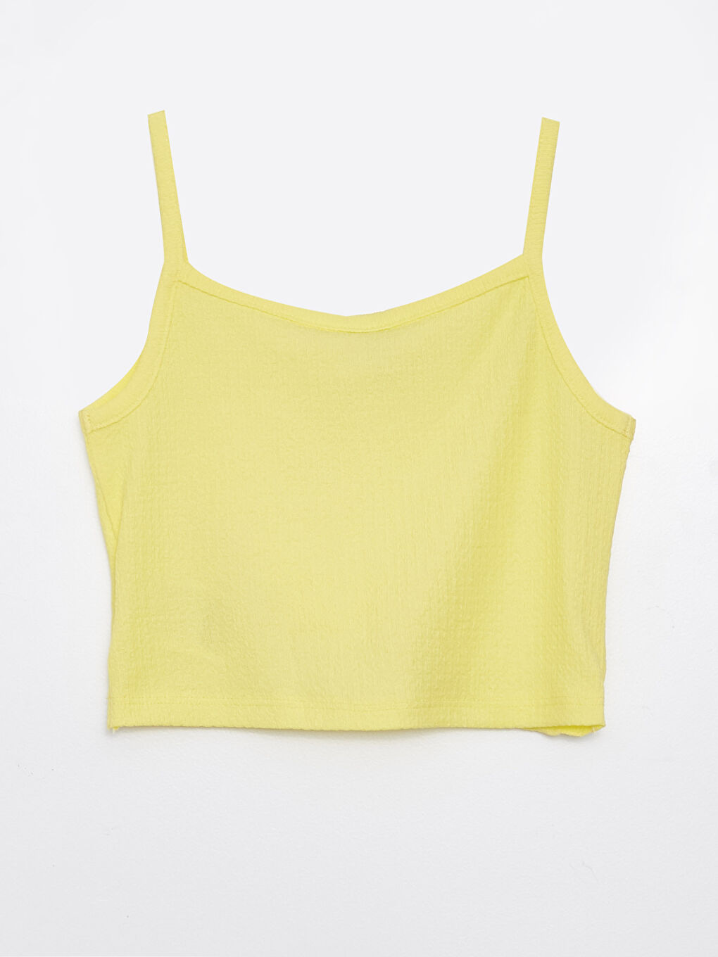 Sarı Kare Yaka Basic Askılı Kız Çocuk Atlet-1