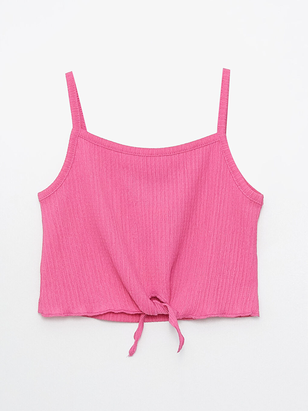 Pembe Kare Yaka Basic Askılı Kız Çocuk Atlet