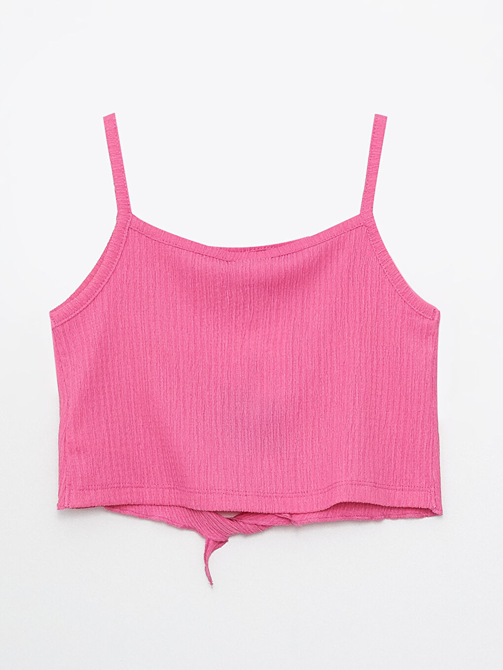 Pembe Kare Yaka Basic Askılı Kız Çocuk Atlet-1