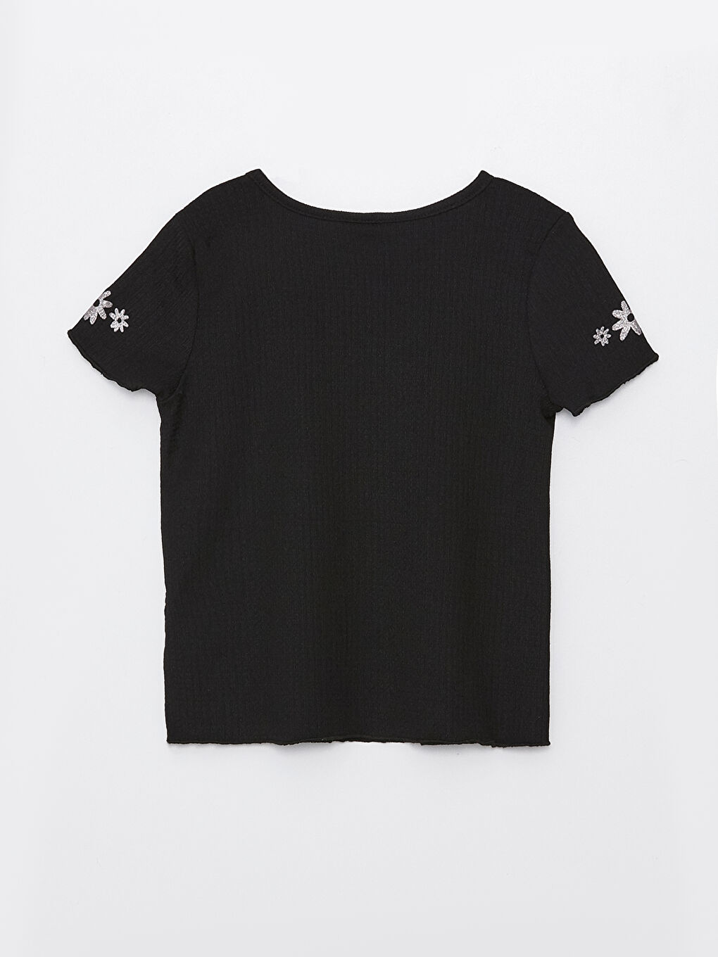 Crew Neck Embroidered Short Sleeve Girls' T-Shirt-1