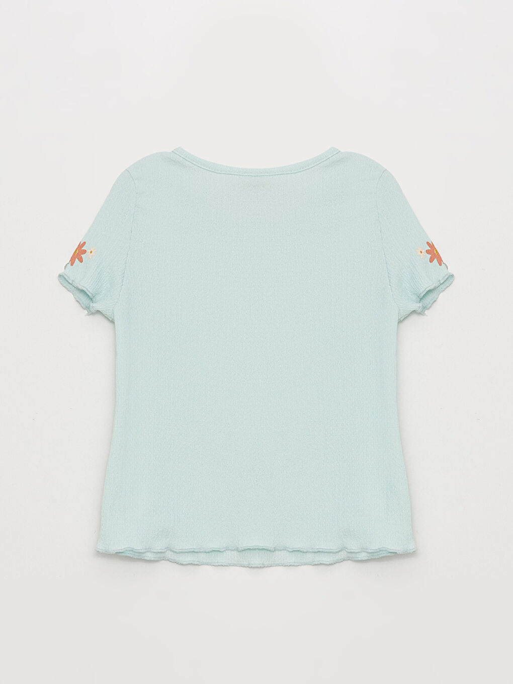 Crew Neck Embroidered Short Sleeve Girls' T-Shirt-1