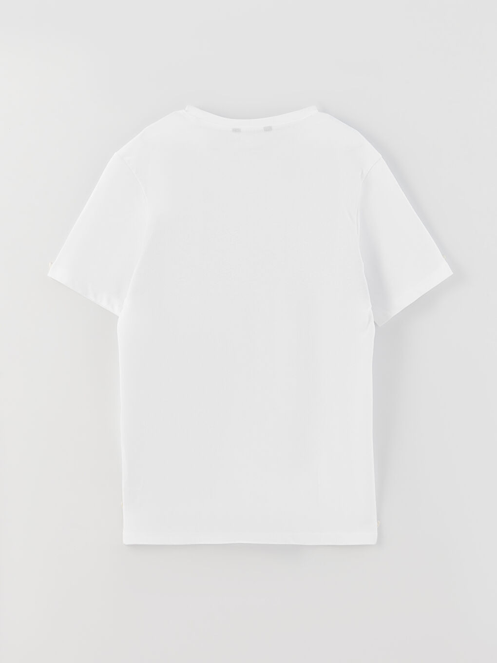 Beyaz Bisiklet Yaka Kısa Kollu Baskılı Penye Erkek Tişört-6