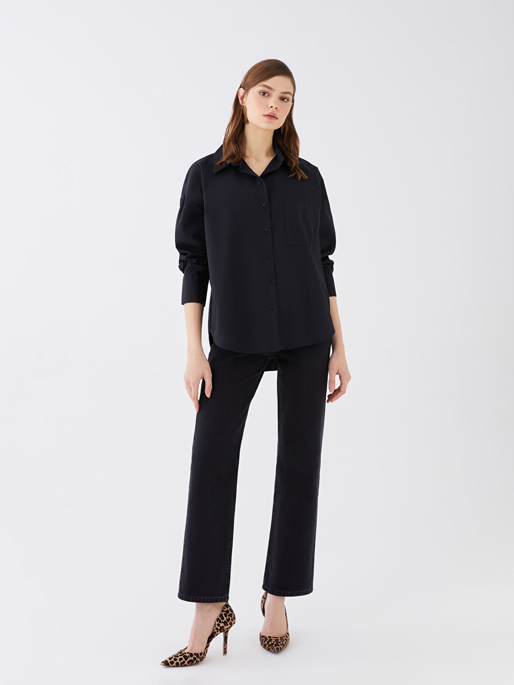 LCW Vision Buttoned Regular Long Sleeve Women's Shirt -S3DP77Z8-CVL