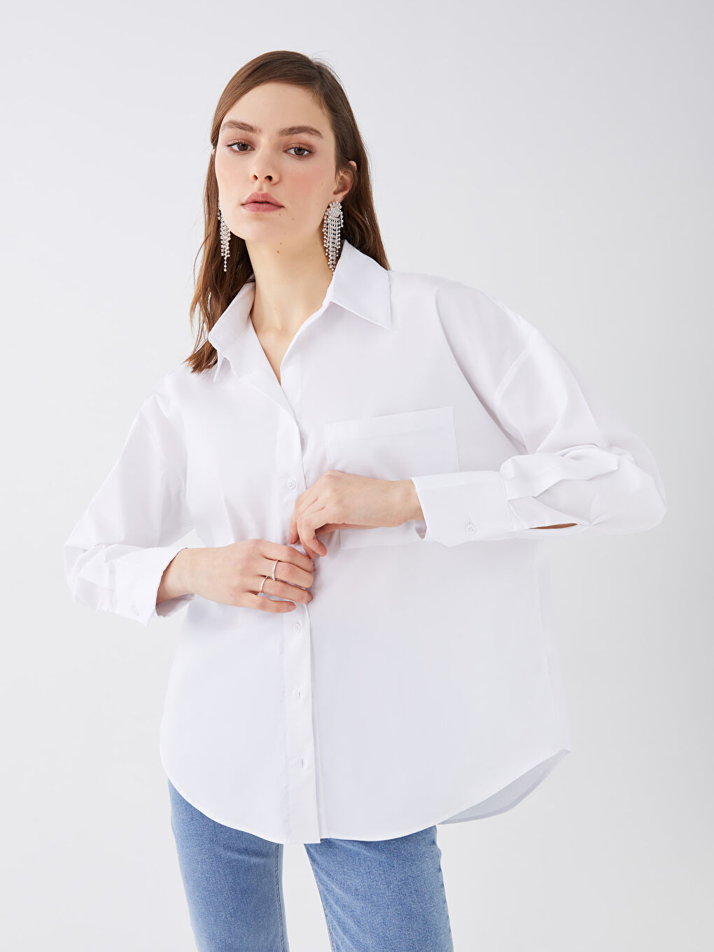Buttoned Regular Long Sleeve Women's Shirt