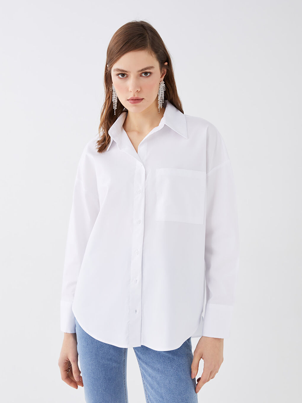 Buttoned Regular Long Sleeve Women's Shirt-1