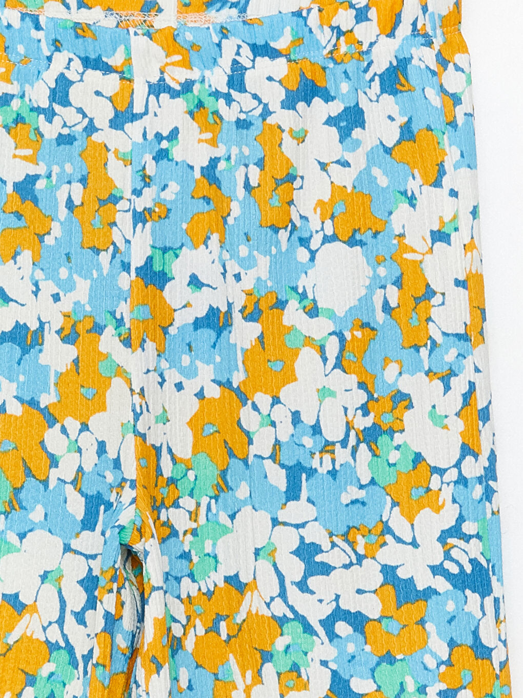 Mavi Beli Lastikli Desenli Geniş Paça Kız Çocuk Pantolon-2