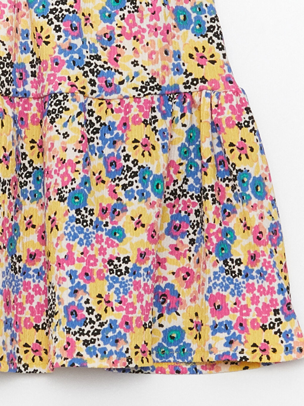 Beyaz Beli Lastikli Desenli Kız Çocuk Etek-2