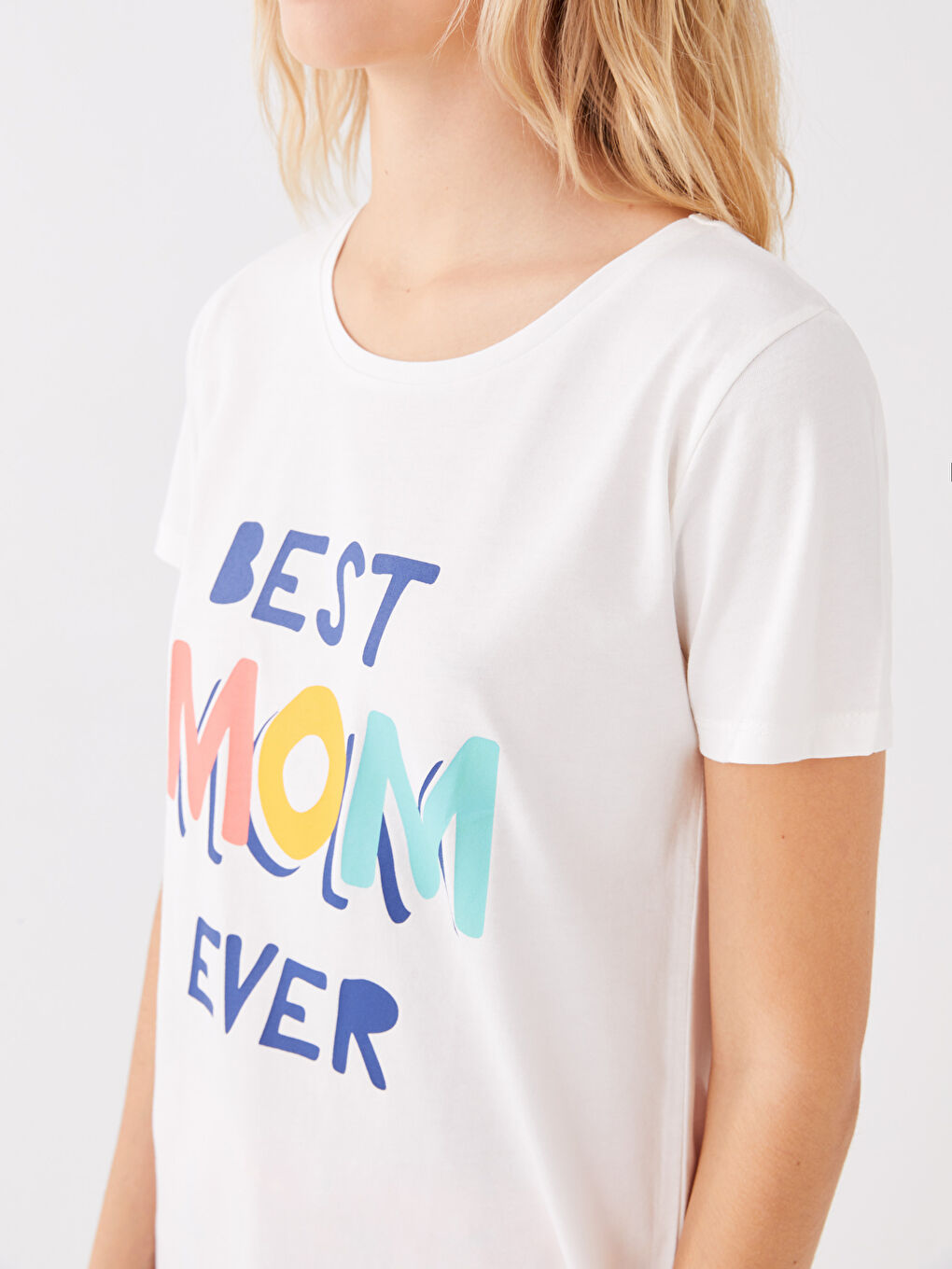 Pembe Bisiklet Yaka Baskılı Kısa Kollu Kadın Şortlu Pijama Takımı-3