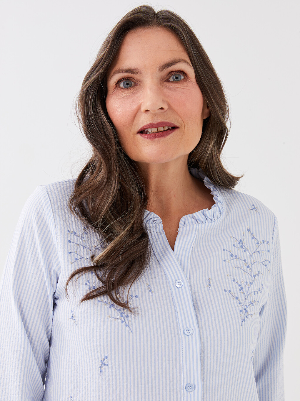 Chemise Rayée À Manches Longues En Popeline Pour Femmes-1