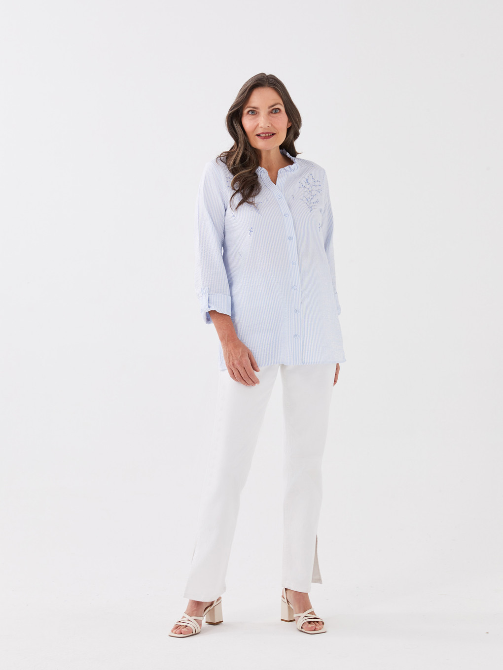 Chemise Rayée À Manches Longues En Popeline Pour Femmes-2