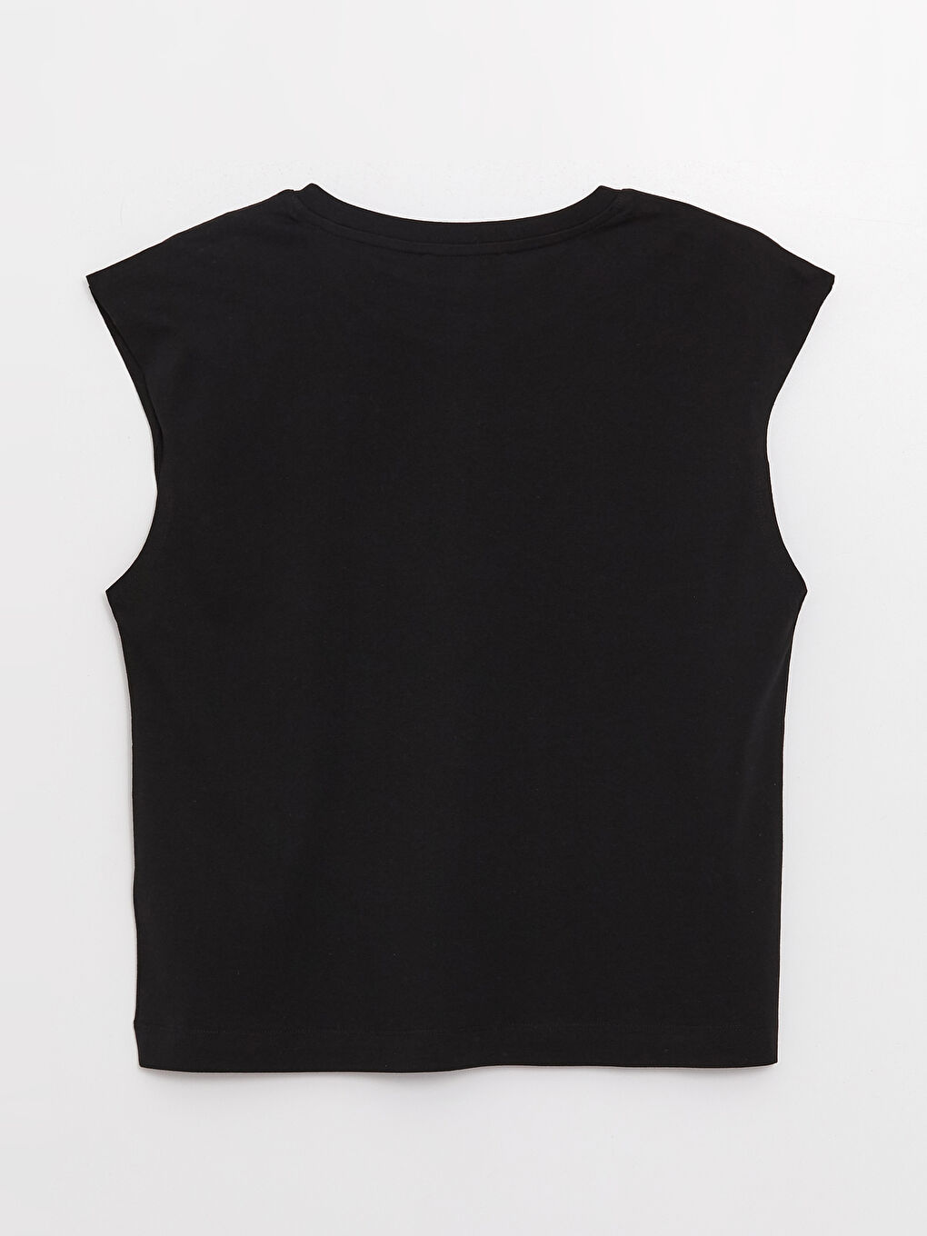 Siyah Bisiklet Yaka Düz Kısa Kollu Kadın Tişört-6