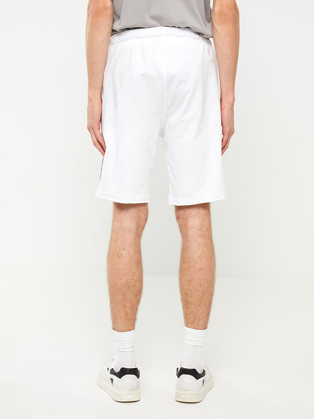 Beyaz Slim Fit Erkek Bermuda Şort-4