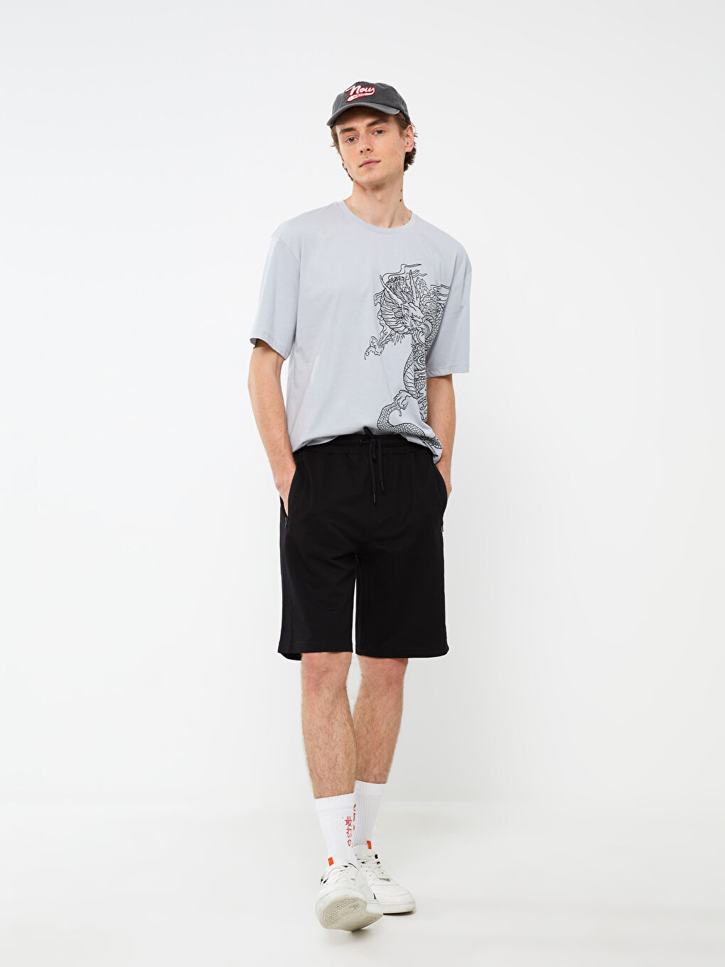 Siyah Slim Fit Erkek Bermuda Şort