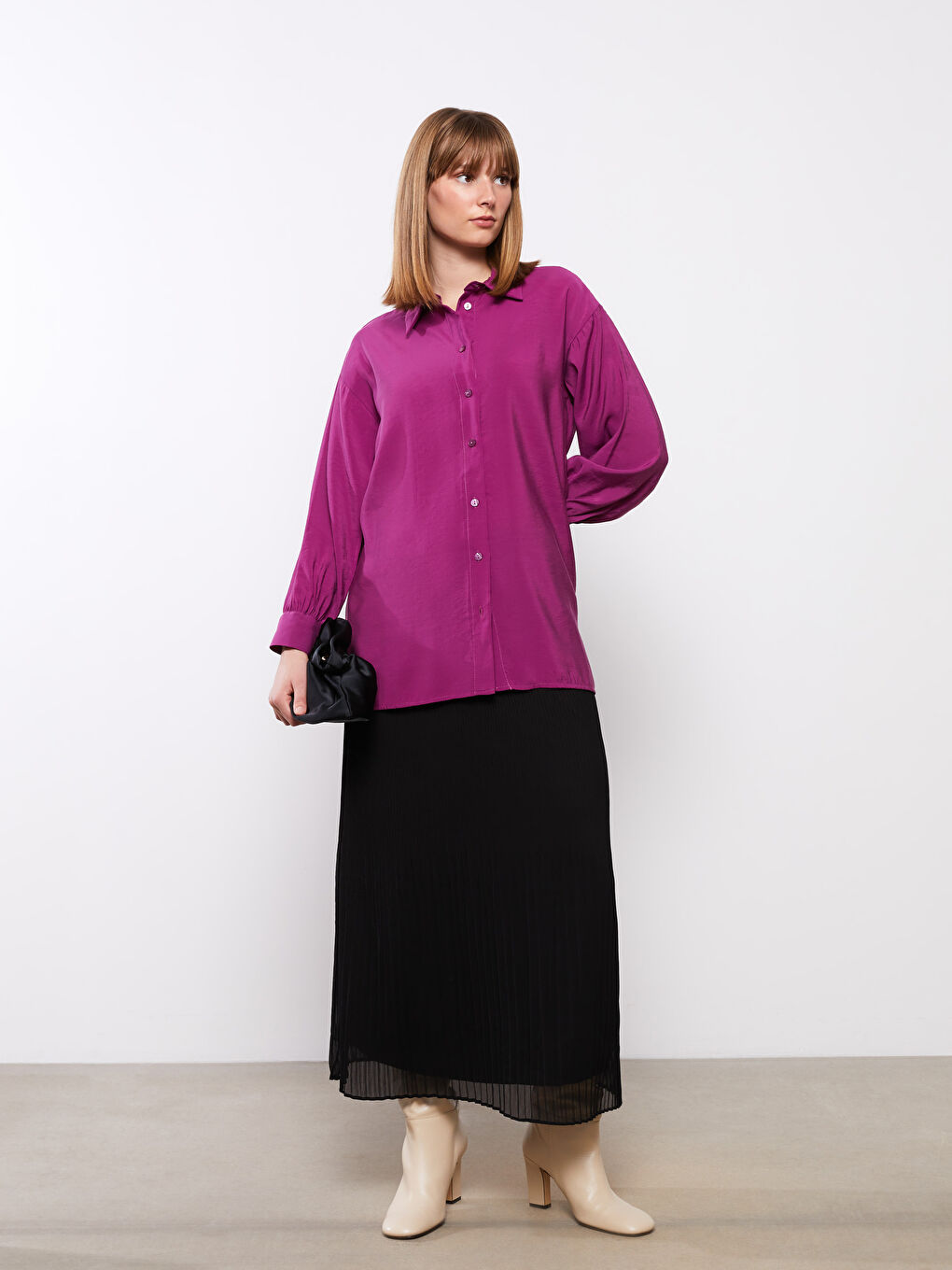 Siyah Kadın Beli Lastikli Düz Pilise Etek-1