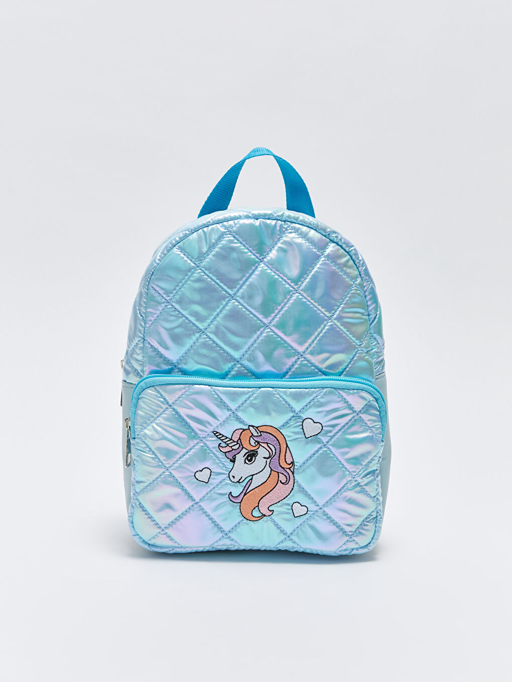 Yeşil Hologram Baskılı Kapitoneli Kız Çocuk Sırt Çantası