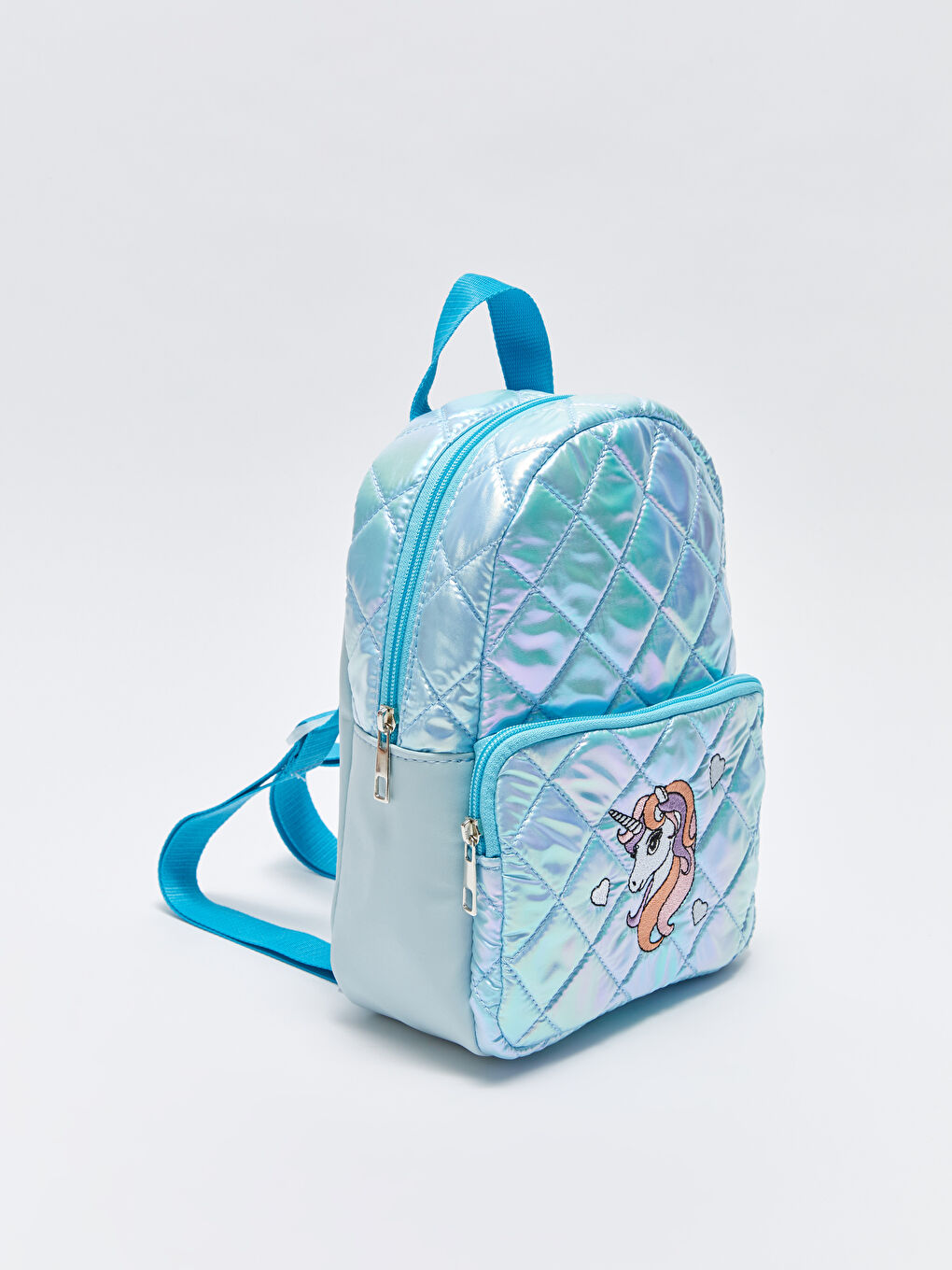 Yeşil Hologram Baskılı Kapitoneli Kız Çocuk Sırt Çantası-1