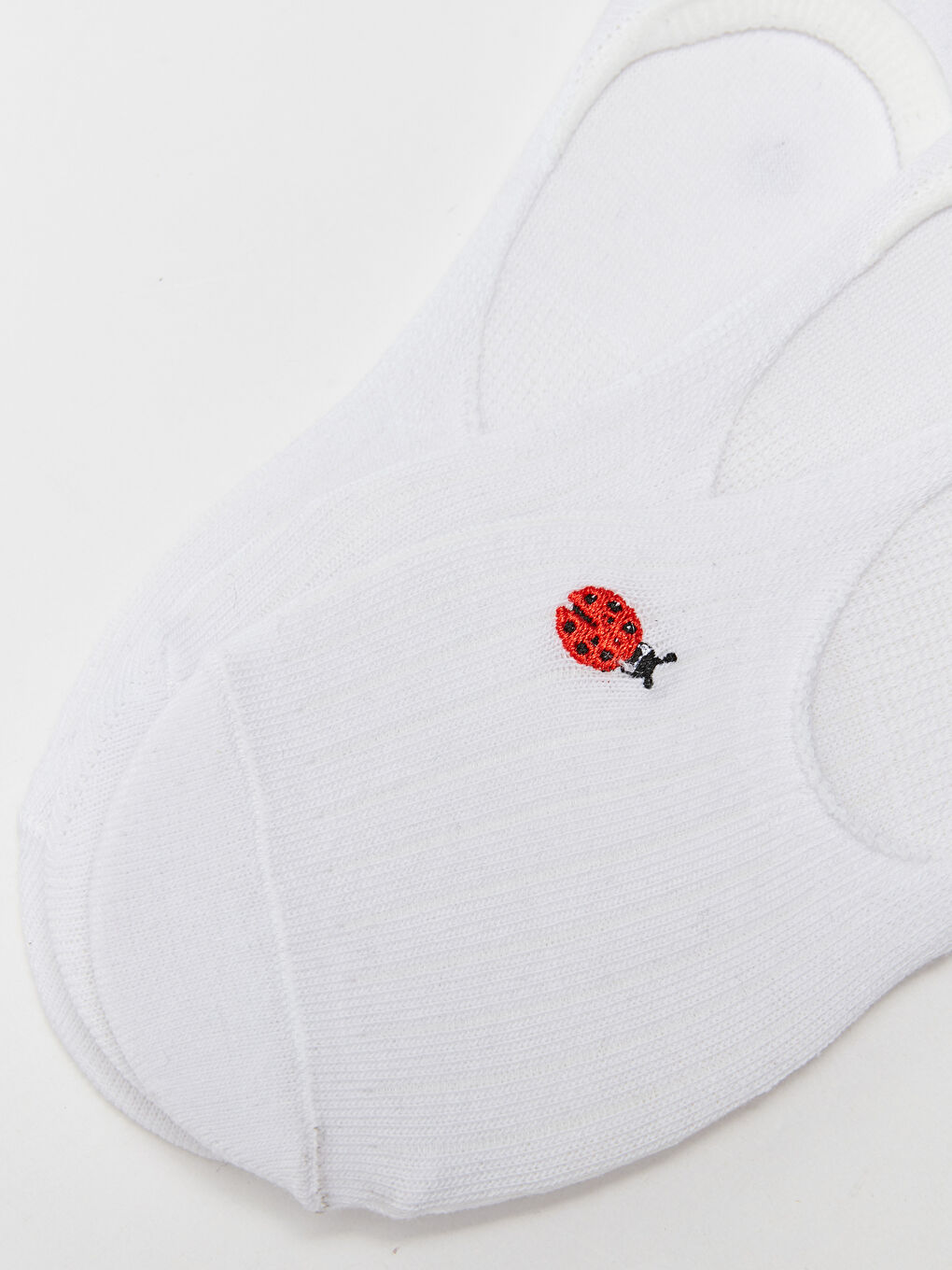 Beyaz Nakışlı Kadın Babet Çorap 3'lü Paket-2