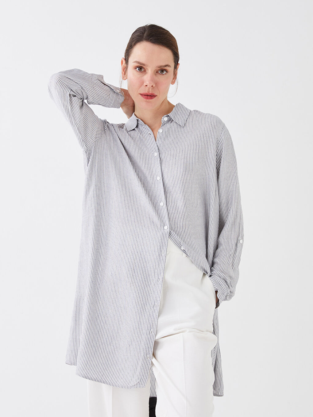 Striped Women's Shirt Tunic-1
