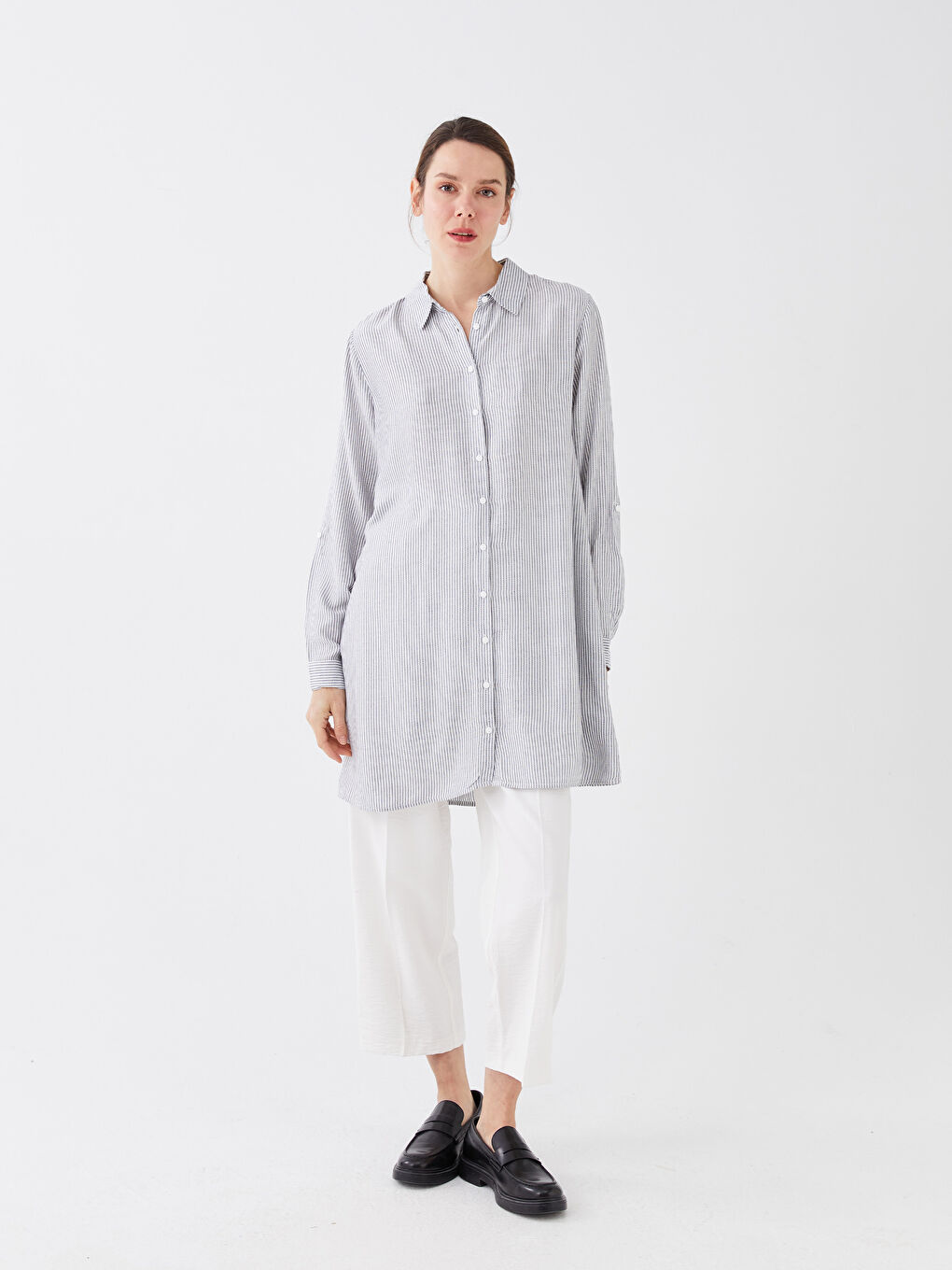 Striped Women's Shirt Tunic-2