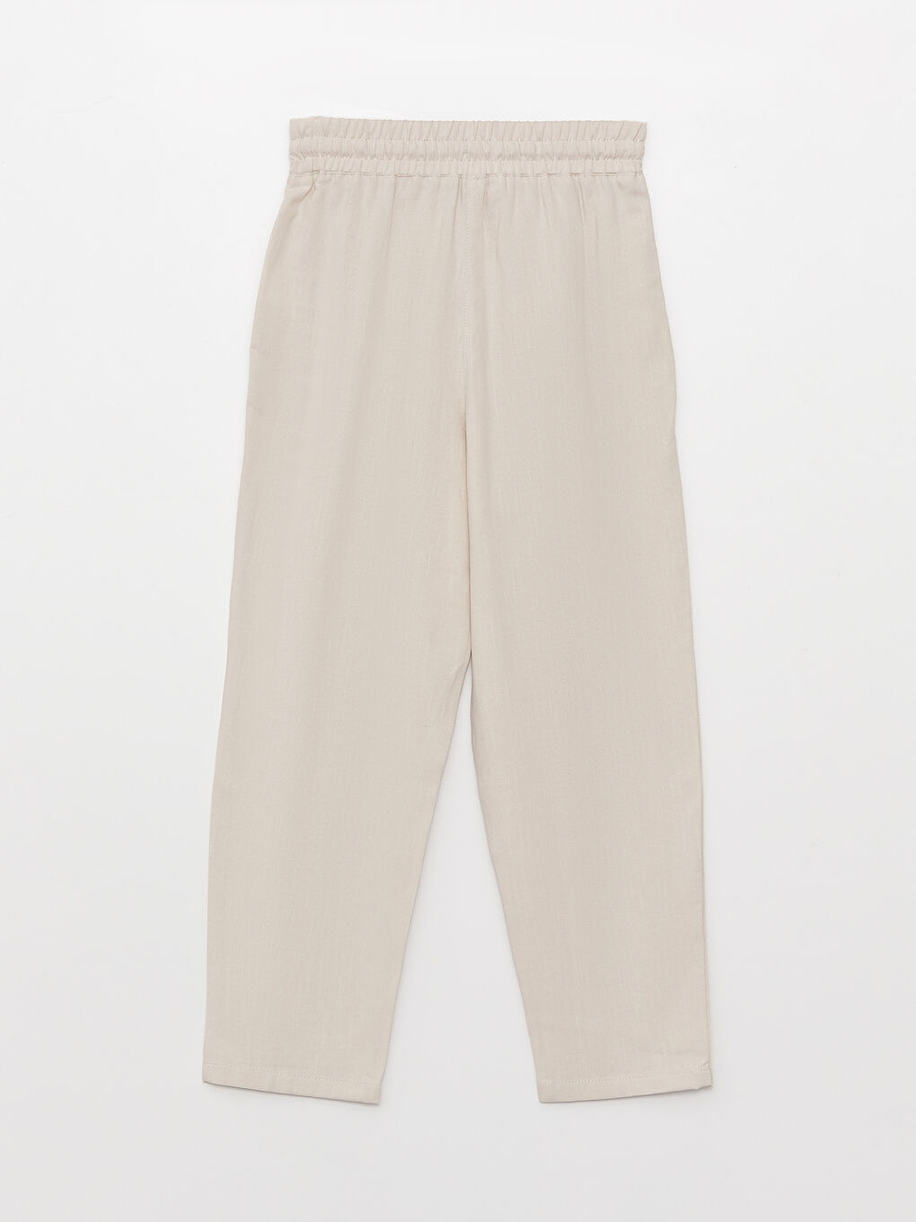 Elasticated Waist Plain Linen Blend Women's Trousers-6